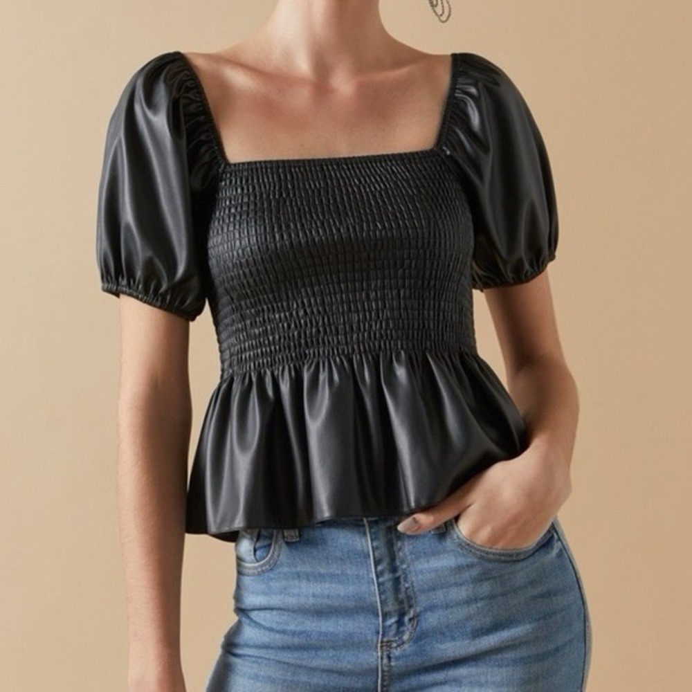 Lot Of 3 Women Tops Fit & Flare Black / Blue Puff Sleeve Francesca's Size Medium - Picture 3 of 15